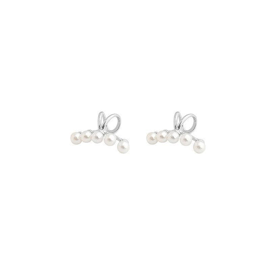 Shell Pearl C-Shape 925 Sterling Silver Non-Pierced Earrings