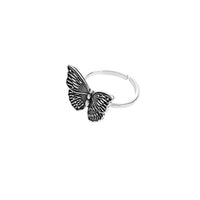 Vintage Flying Butterfly Sterling Silver Adjustable Ring