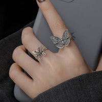 Vintage Flying Butterfly Sterling Silver Adjustable Ring