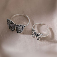 Vintage Flying Butterfly Sterling Silver Adjustable Ring