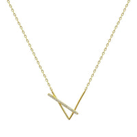 V Shape Cubic Zirconia 925 Sterling Silver Necklace