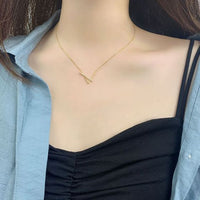 V Shape Cubic Zirconia 925 Sterling Silver Necklace