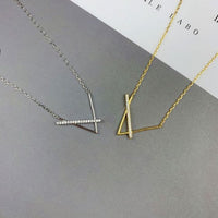 V Shape Cubic Zirconia 925 Sterling Silver Necklace