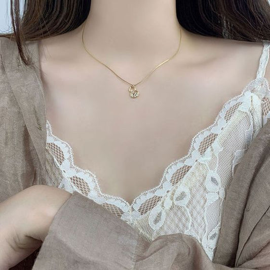 Lucky CZ Hollow Gourd Necklace 925 Sterling Silver