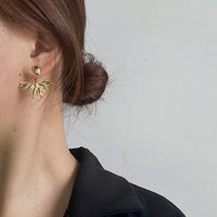 Peacock Tail Crystal Double-Use Sterling Silver Earrings