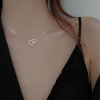 Hollow Heart to Heart 925 Sterling Silver Necklace
