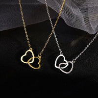 Hollow Heart to Heart 925 Sterling Silver Necklace