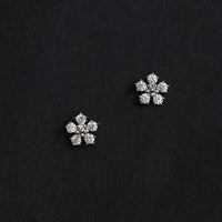 Mini Crystal Flower Stud Earrings 925 Sterling Silver