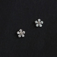 Mini Crystal Flower Stud Earrings 925 Sterling Silver