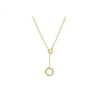 Irregular Double Circle Crystal Necklace in 925 Sterling Silver