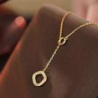 Irregular Double Circle Crystal Necklace in 925 Sterling Silver