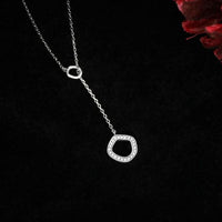 Irregular Double Circle Crystal Necklace in 925 Sterling Silver