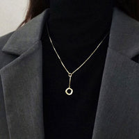 Irregular Double Circle Crystal Necklace in 925 Sterling Silver