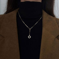 Irregular Double Circle Crystal Necklace in 925 Sterling Silver