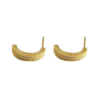 Crystal C-Shape 925 Sterling Silver Stud Earrings