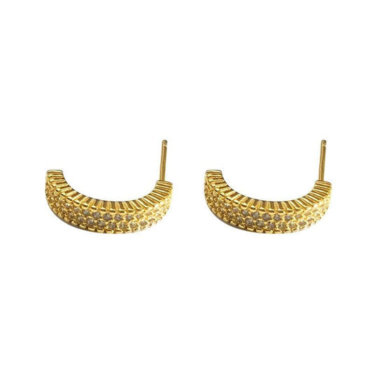CZ C-Shape 925 Sterling Silver Stud Earrings