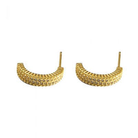 Crystal C-Shape 925 Sterling Silver Stud Earrings