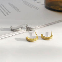 Crystal C-Shape 925 Sterling Silver Stud Earrings