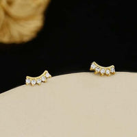 Mini Geometric Crystal Sterling Silver Stud Earrings