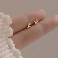 Mini Geometric Crystal Sterling Silver Stud Earrings
