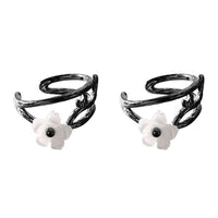 Elegant Flower Branch Non-Pierced Earrings S925 Sterling Silver