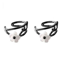 Elegant Flower Branch Non-Pierced Earrings S925 Sterling Silver