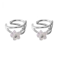 Elegant Flower Branch Non-Pierced Earrings S925 Sterling Silver