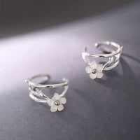 Elegant Flower Branch Non-Pierced Earrings S925 Sterling Silver