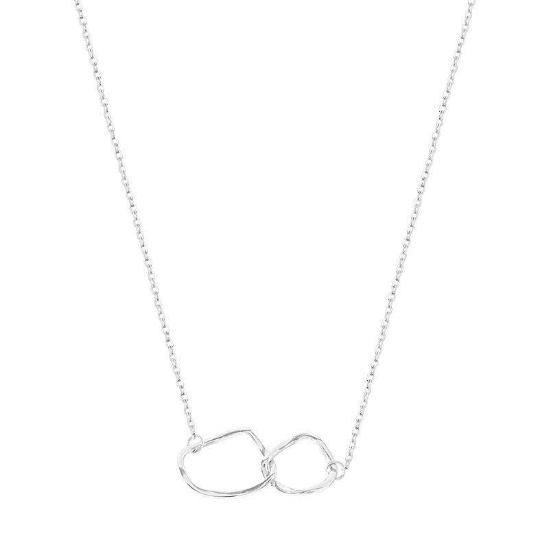Irregular Double Circles 925 Sterling Silver Necklace