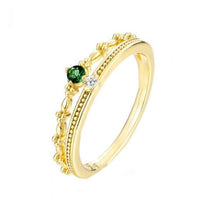 Green Crystal Crown Double-Layer 925 Sterling Silver Adjustable Ring