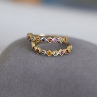 Colorful Crystal Geometry Adjustable Ring