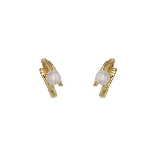 Shell Pearl Hoop Earrings in 925 Sterling Silver