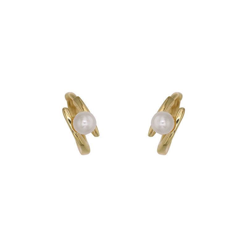 Shell Pearl Hoop Earrings in 925 Sterling Silver