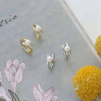 Shell Pearl Hoop Earrings in 925 Sterling Silver