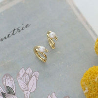 Shell Pearl Hoop Earrings in 925 Sterling Silver