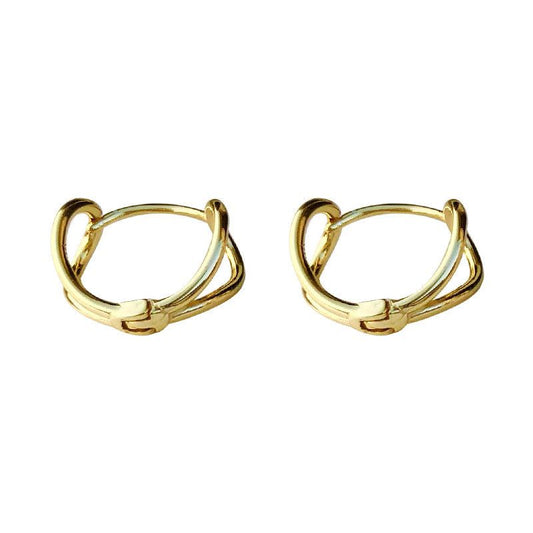 Minimalist Double Layer 925 Sterling Silver Hoop Earrings
