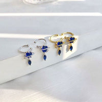 Dream Blue Crystal Planet 925 Sterling Silver Non-Pierced Earrings