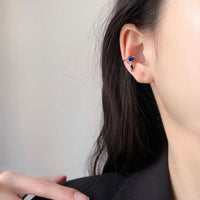 Dream Blue Crystal Planet 925 Sterling Silver Non-Pierced Earrings