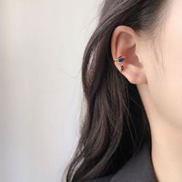 Dream Blue Crystal Planet 925 Sterling Silver Non-Pierced Earrings