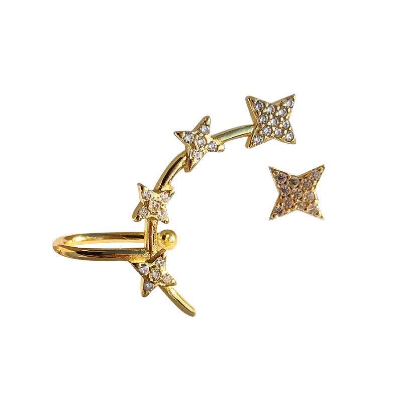 Asymmetrical Crystal Star Stud Earrings