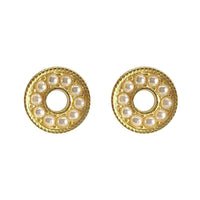 Shell Pearl Circle Stud Earrings