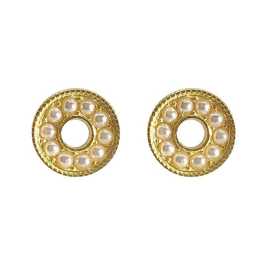 Shell Pearl Circle Stud Earrings