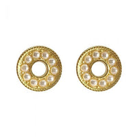 Shell Pearl Circle Stud Earrings