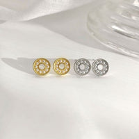 Shell Pearl Circle Stud Earrings