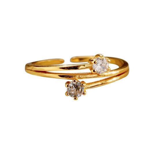 Triple Layer CZ Sterling Silver Adjustable Ring