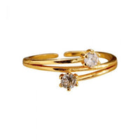 Triple Layer Crystal Sterling Silver Adjustable Ring