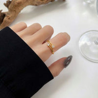 Triple Layer Crystal Sterling Silver Adjustable Ring