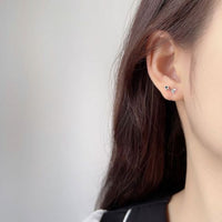 Asymmetrical Arrow Black Eye 925 Sterling Silver Stud Earrings