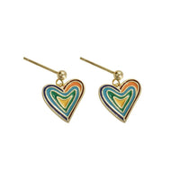 Abstract Heart Dangling Earrings, 925 Sterling Silver