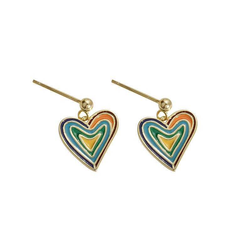 Abstract Heart Dangling Earrings, 925 Sterling Silver